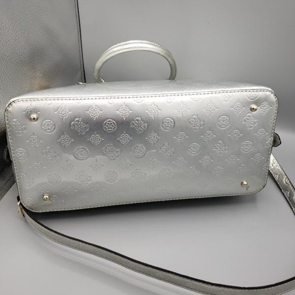 Guess Peony Dome Satchel and Wallet/Clutch in Silver - Picture 11 of 11